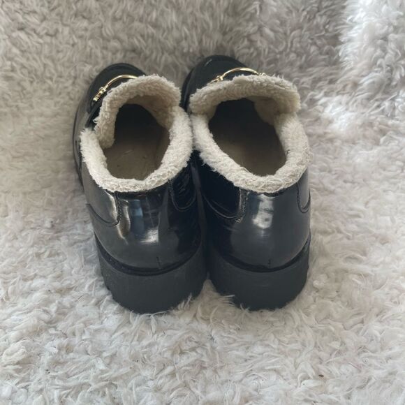 Steve Madden synthetic black Patent Chunky lug loafers bit buckle accent SZ11M - Picture 5 of 10